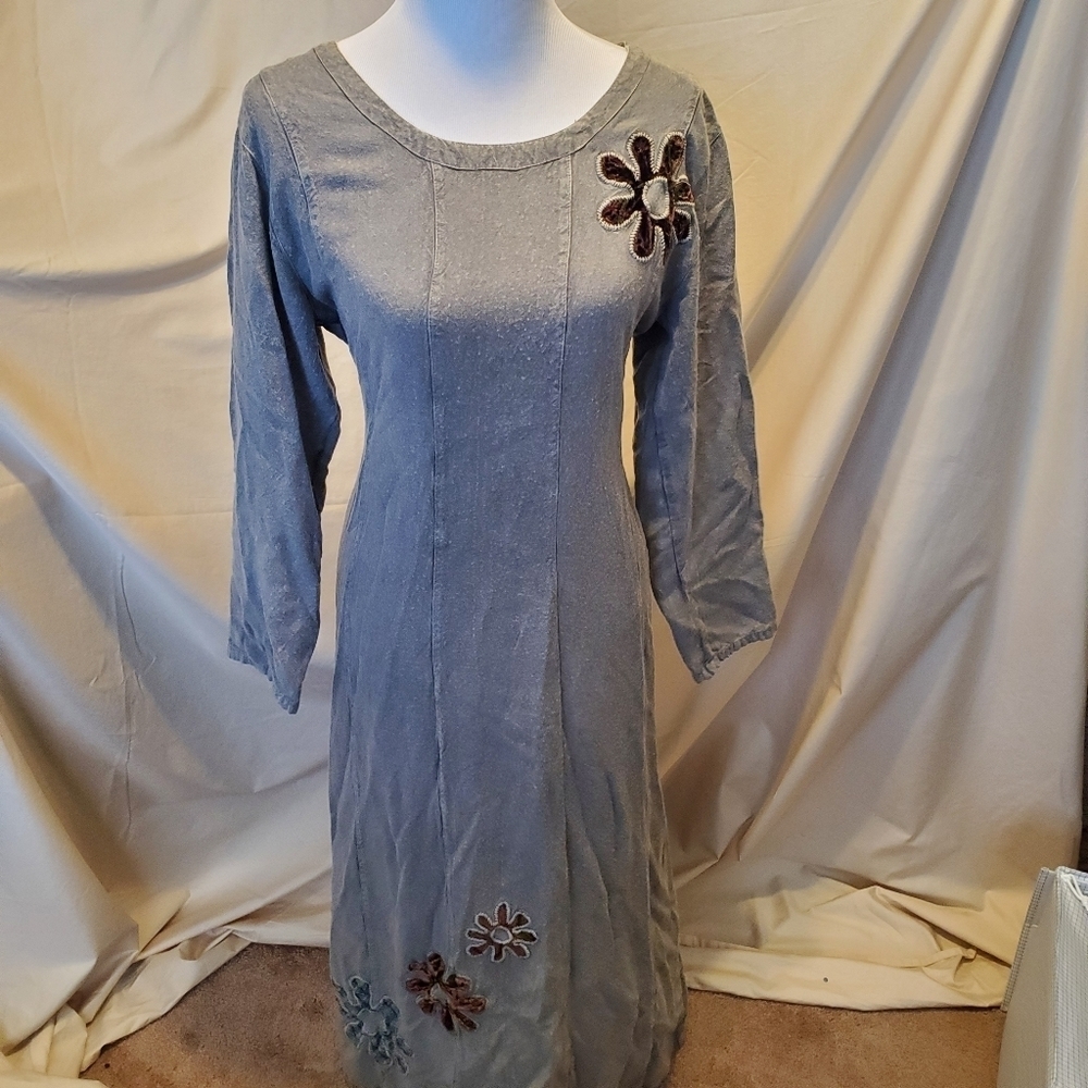 Sacred Threads Dress w/Textured Flowers SZ SM